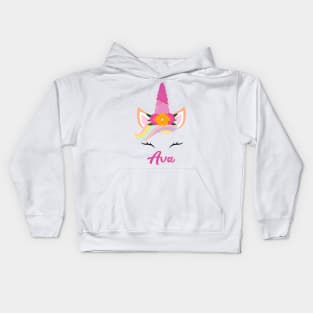 name ava unicorn Flowers Kids Hoodie